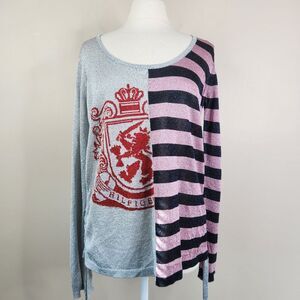 Hilfiger Collection LS Colorblock Crest Shield Drawstring Lightweight Sweater XS